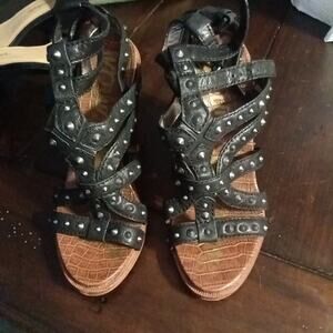 Sam Edelman Studded Gladiator Heels Whimsigoth Witchy Size 7 M